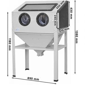 Cabine de sablage 220L ouverture latérale dimensions