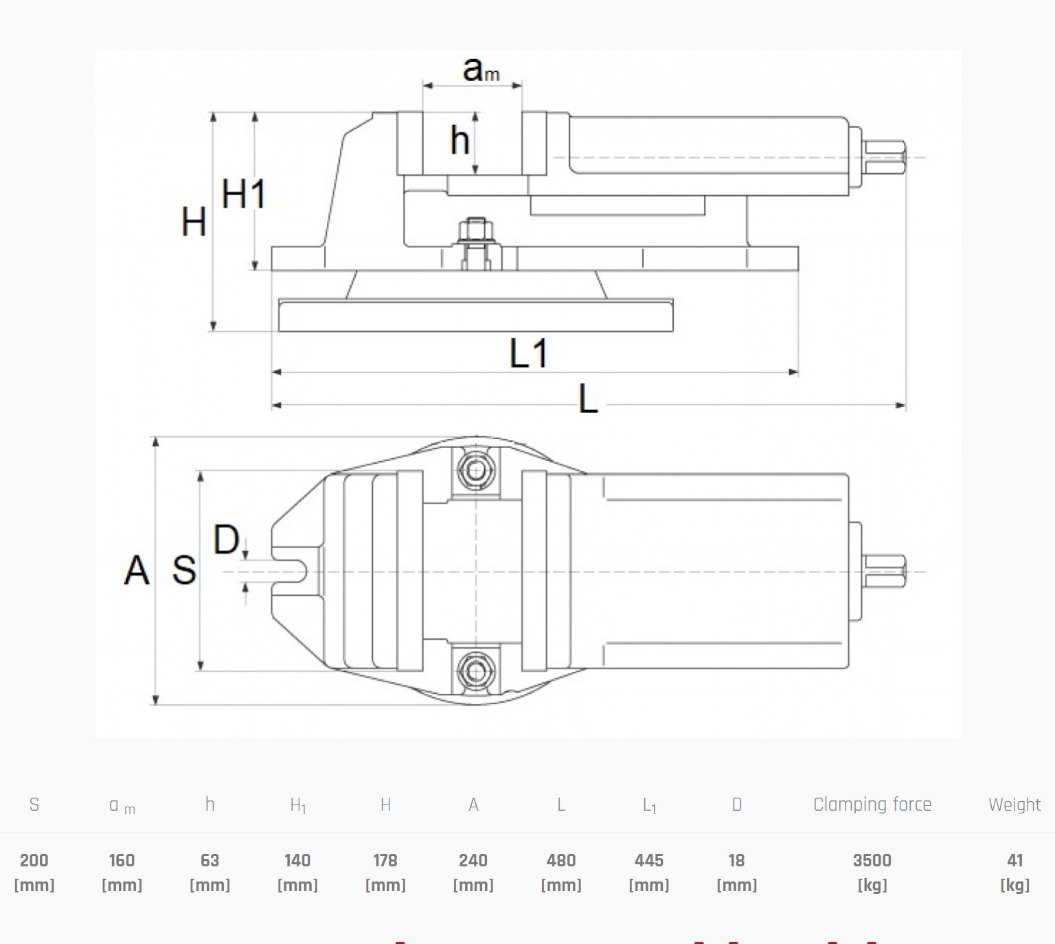 Etau QHK200 dimensions