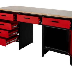 Etabli atelier WT1700 Holzmann tirroirs et placard ouvert