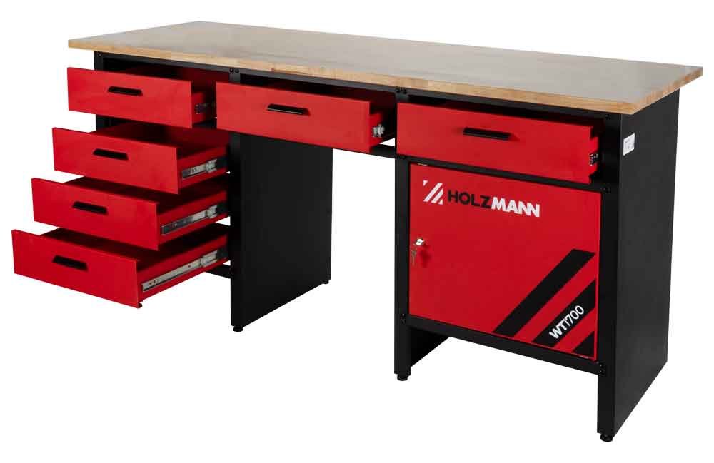 Etabli atelier WT1700 Holzmann tirroirs ouvert