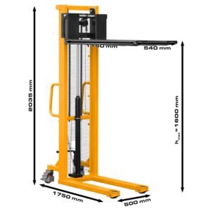 Gerbeur manuel charge 700kg - Hauteur levage 1600mm Dimensions
