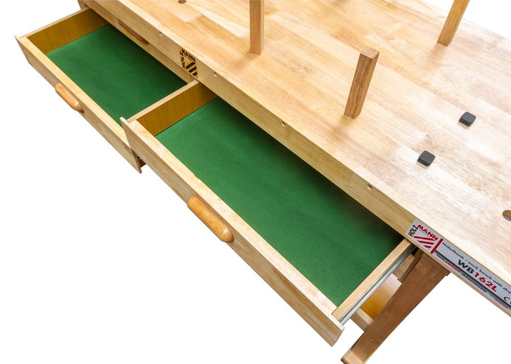 Établi bois massif 4 tiroirs de menuisier Holzmann WB162L. Outilbox