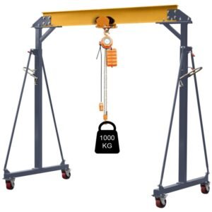 Grue Portique mobile d'atelier 1Tonne - 1000kg Cormak PK1 - Photo avec Treuil.