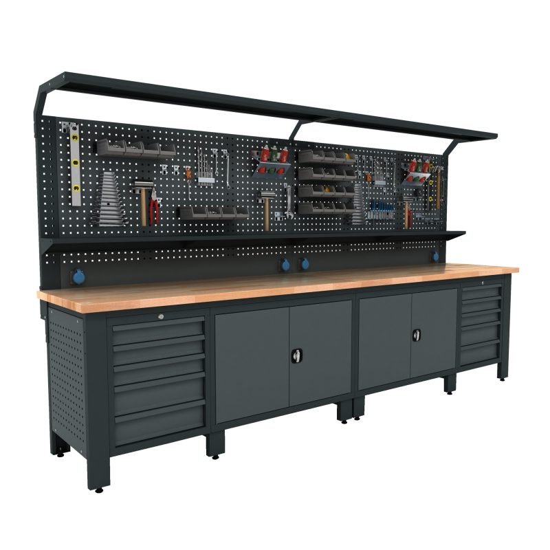 Etabli atelier métallique avec rangement VWBG04