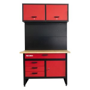 Établi avec armoire murale et panneau pour crochets Holzmann WHL1200