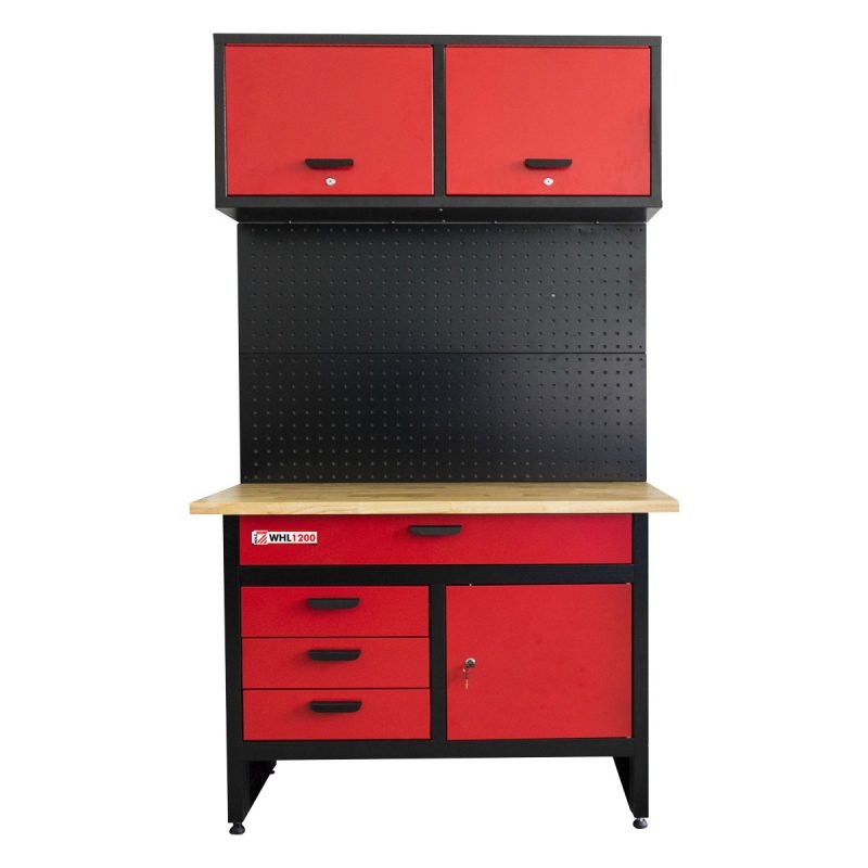 Établi avec armoire murale et panneau pour crochets Holzmann WHL1200