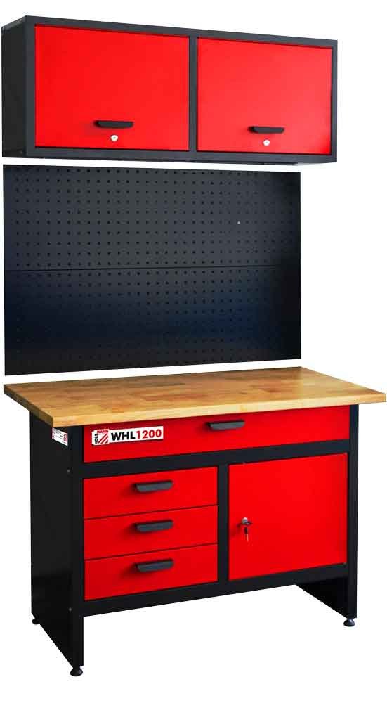Établi avec armoire murale et panneau pour crochets Holzmann WHL1200