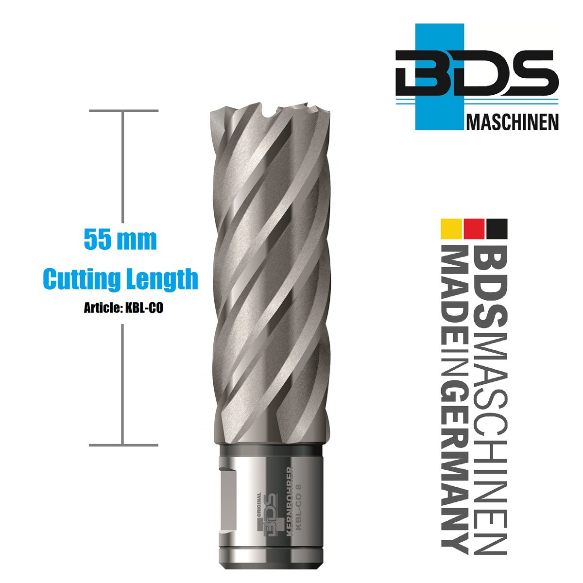 Fraise-à-carotter-55mm-HSS-Co8-Weldon-BDS-Maschinen-KBK-CO